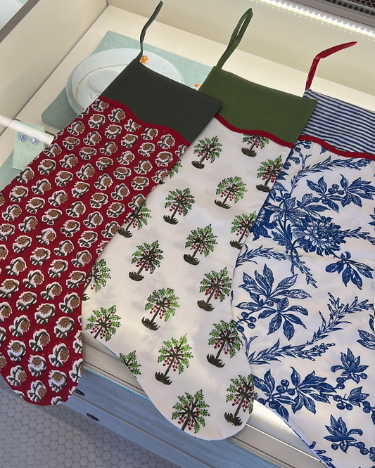 Christmas Block Print Stocking