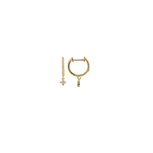 Diamond Cross Dangle Huggies