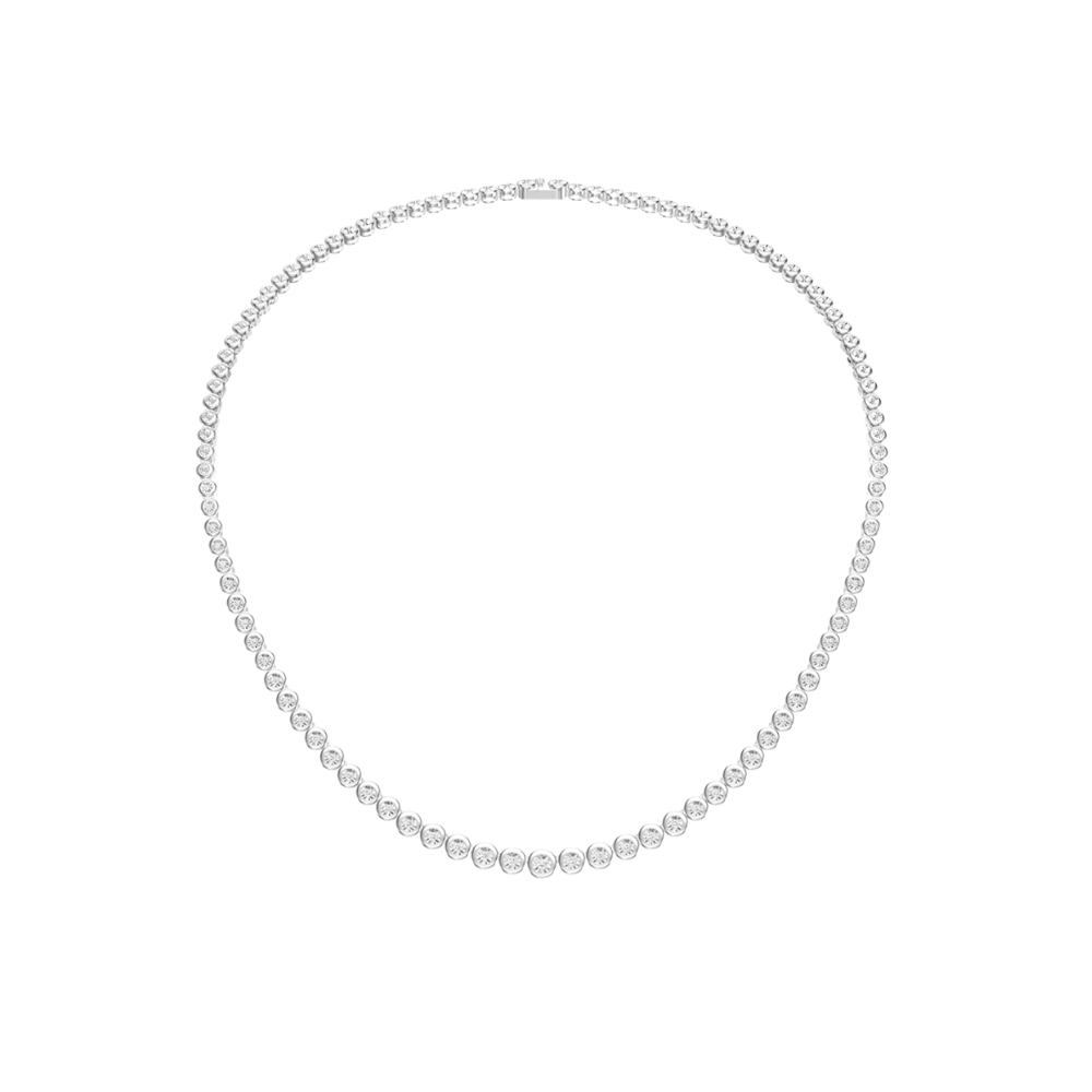 Graduated Bezel Diamond Tennis Necklace