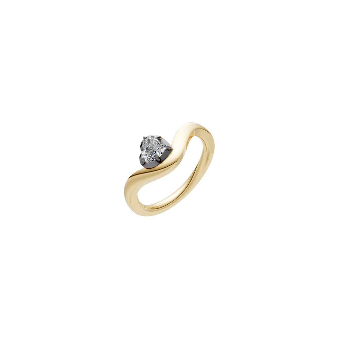 Black Rhodium Bezel Curve Ring