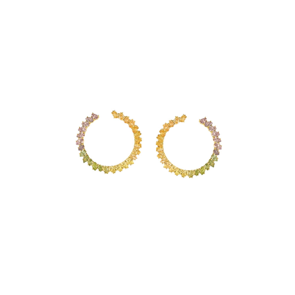 Ombre Pear Shaped Diamond Open Hoops