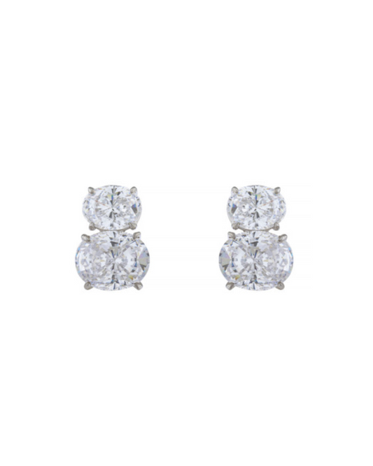 Double Oval Diamond Studs
