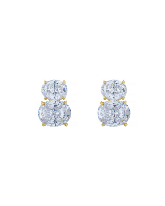 Double Oval Diamond Studs