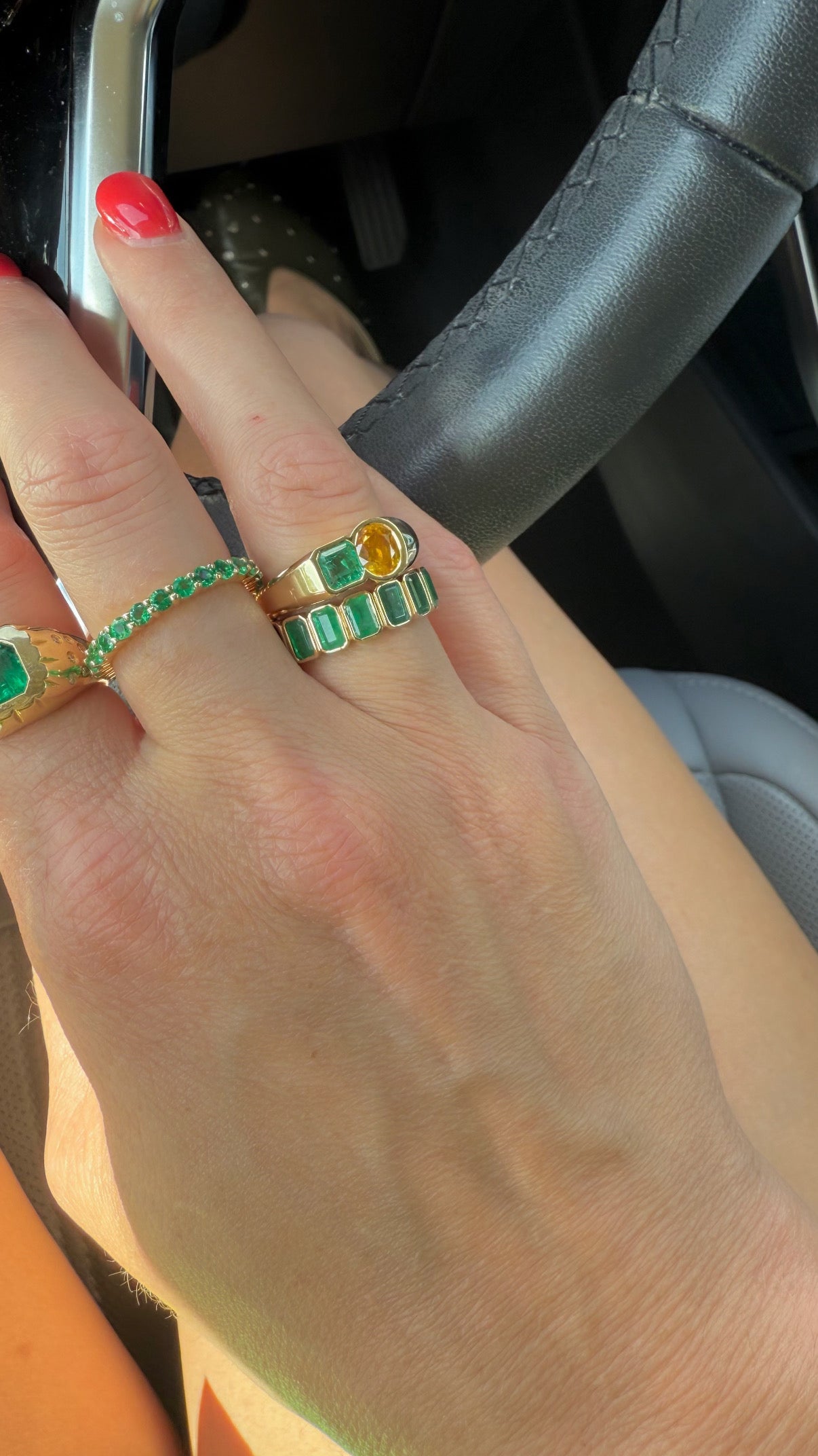 Emerald Cut Gemstone Bezel Eternity Band
