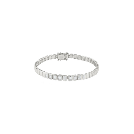 Bezel Set Emerald Half Tennis Bracelet