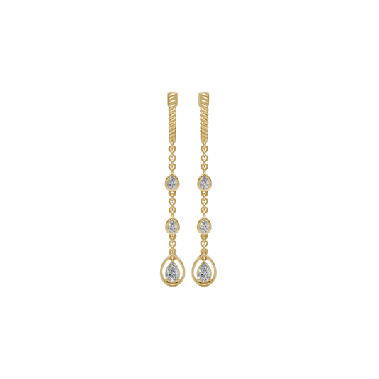 Triple Pear Bezel Diamond Drop Huggies – Henri Noël