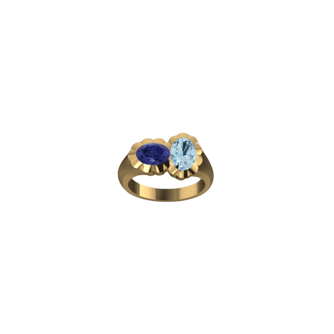 Ocean Toi Et Moi Scallop Ring