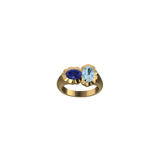 Ocean Toi Et Moi Scalloped Ring