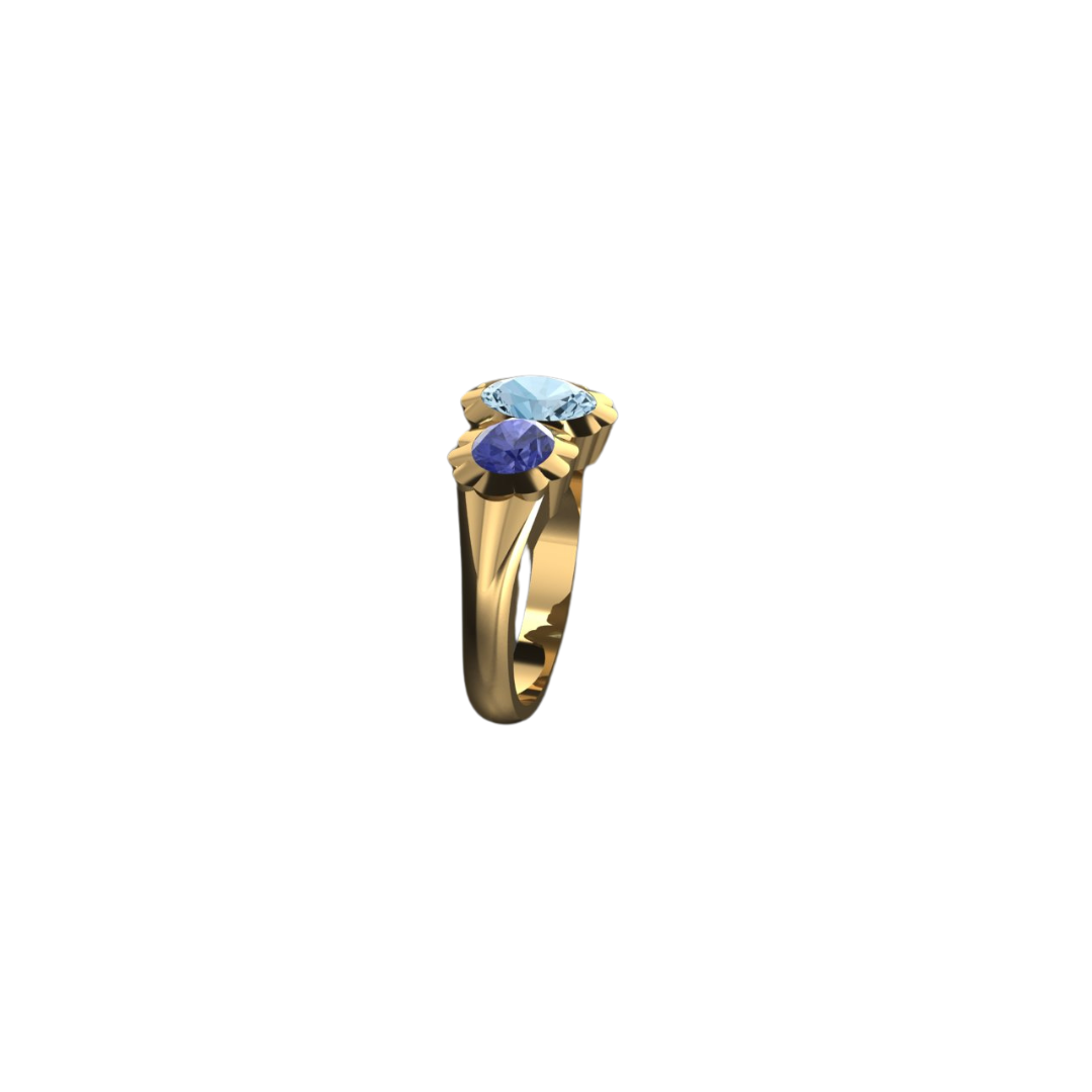 Ocean Toi Et Moi Scalloped Ring
