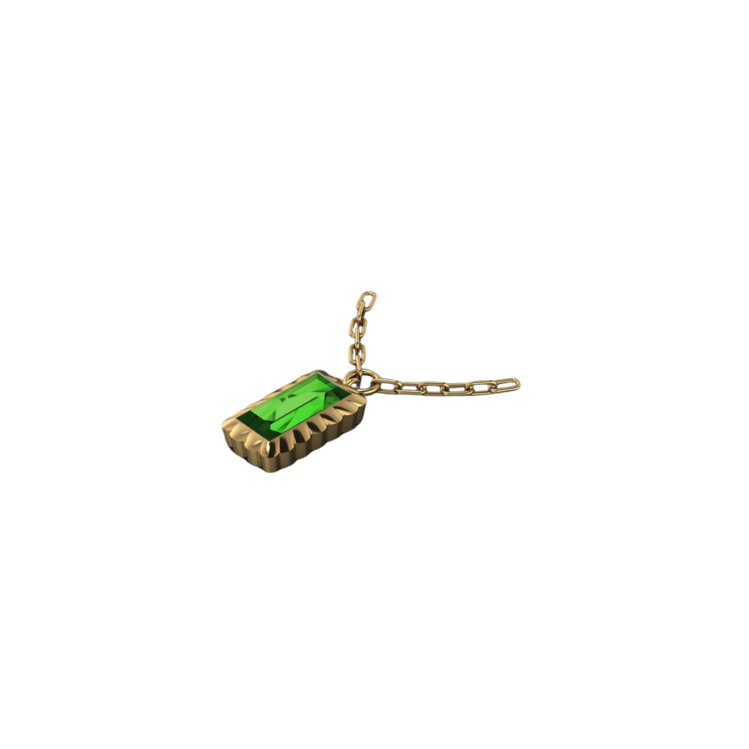 Scalloped Bezel Rectangular Tourmaline Pendant Necklace
