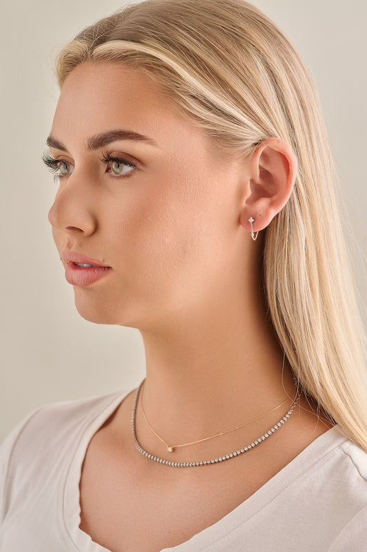 4 Diamond Studs with Chain Drop