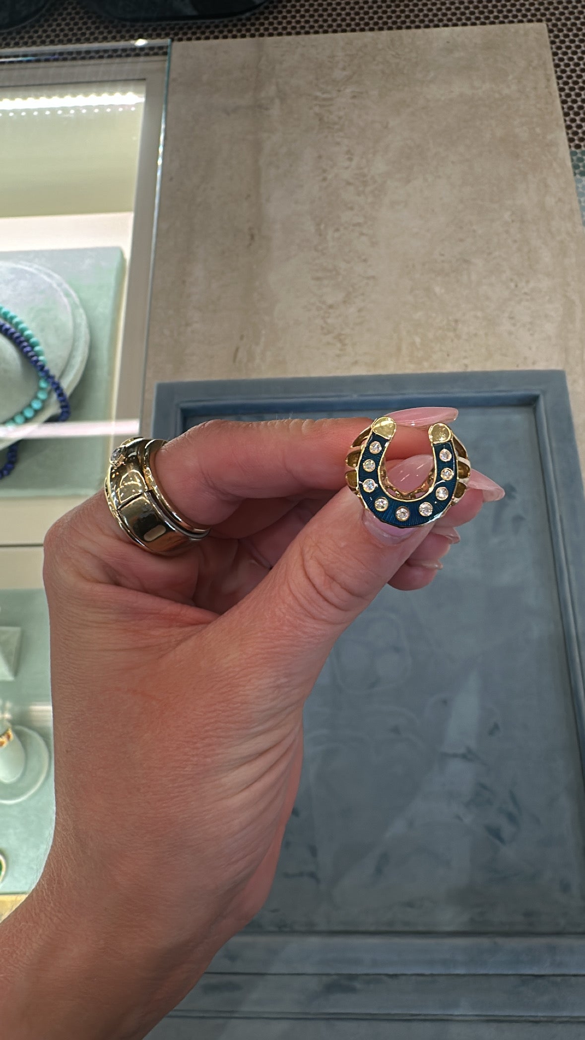 Selim Mouzannar - Sky Blue Horseshoe Ring