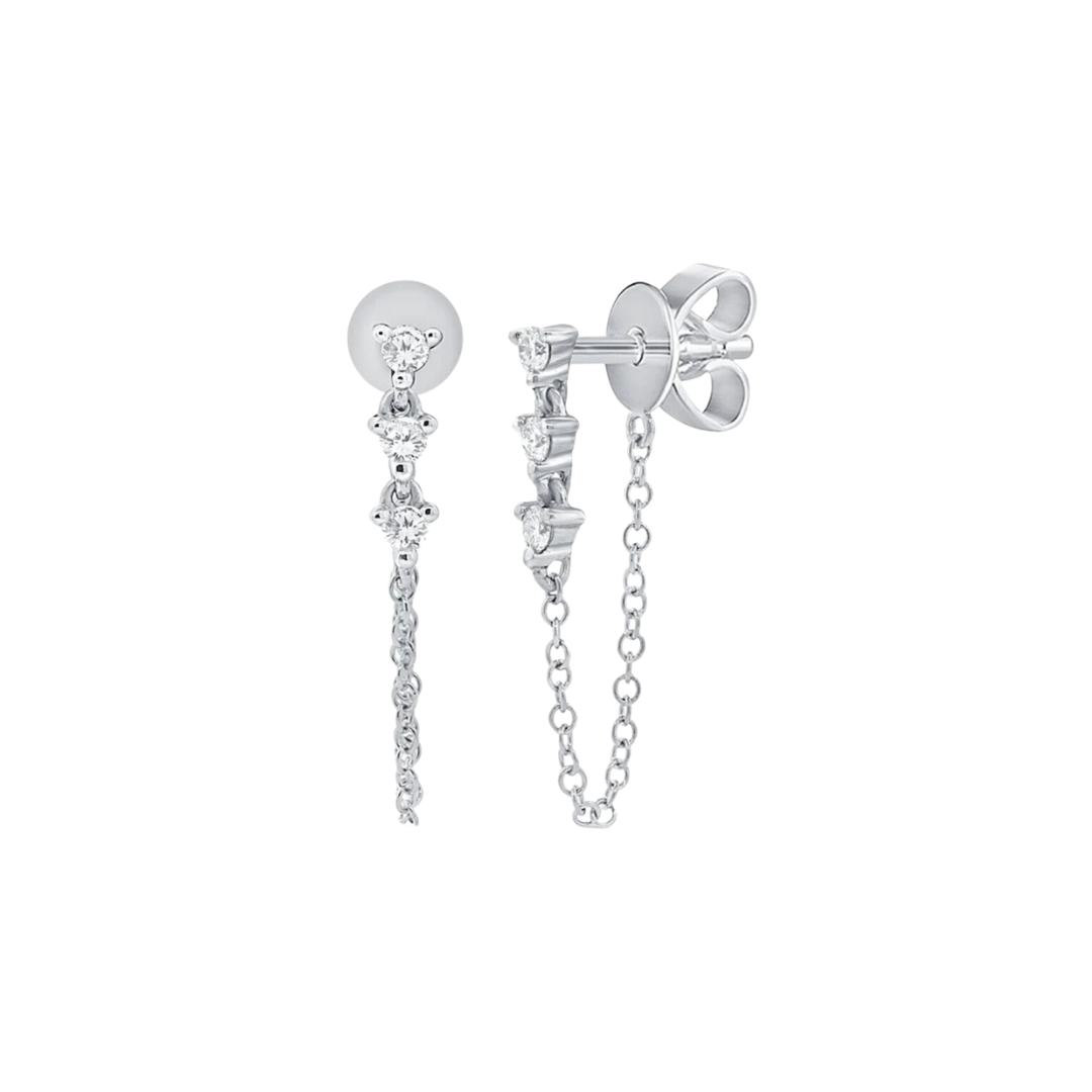 Trio Diamond Chain Drop Earrings