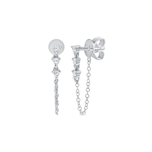 Trio Diamond Chain Drop Earrings