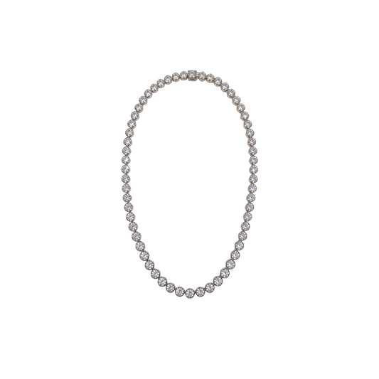 Bezel-Set Diamond Tennis Necklace