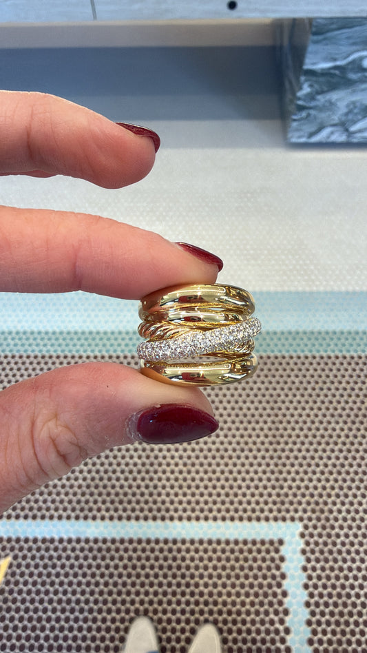 Estate David Yurman Pave Crossover Five Row Ring
