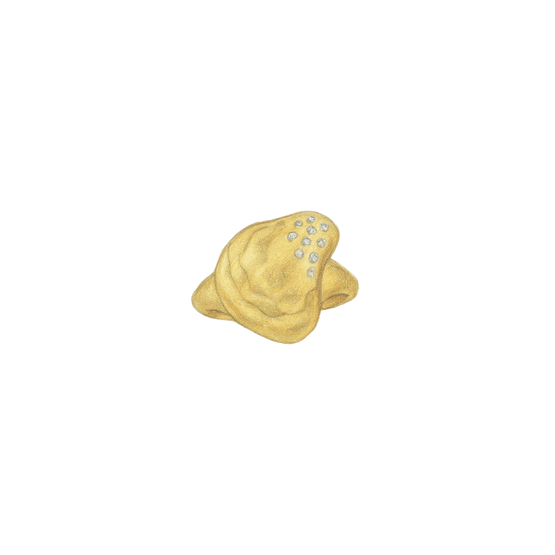 Diamond Shell Signet Ring