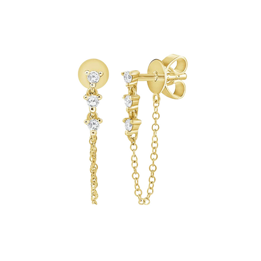 Trio Diamond Chain Drop Earrings