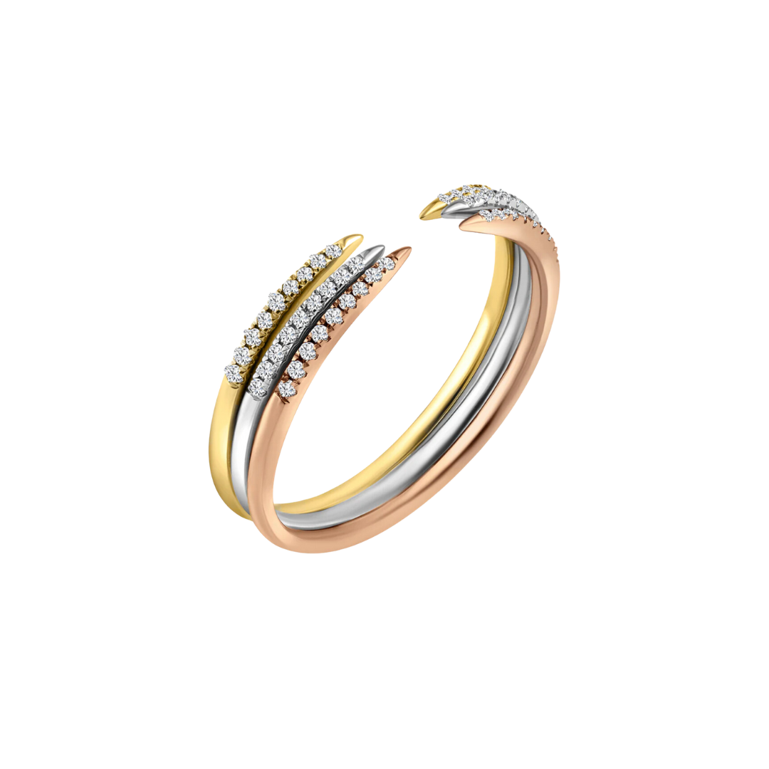 Tri-Color Diamond Cuff Ring