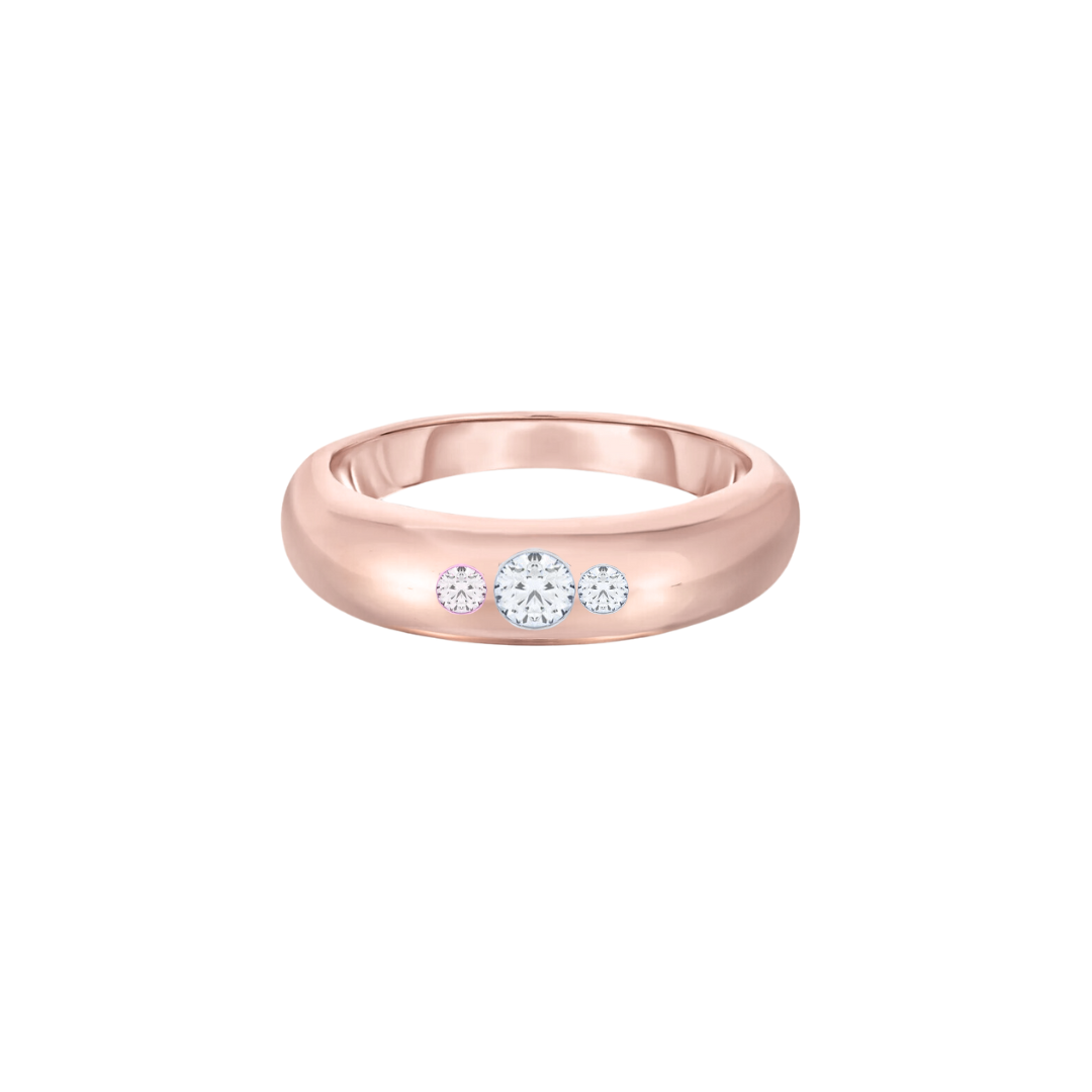 Three Stone Flush Set Pinky Ring