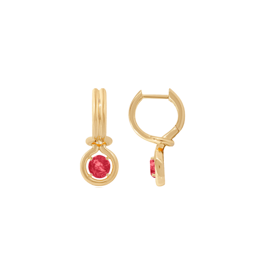 Ruby Bezel Drop Huggies – Henri Noël