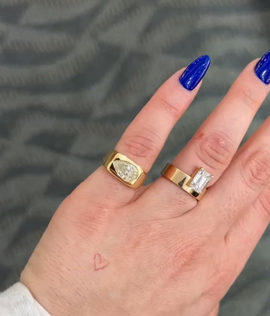 Pear Cut Diamond Signet Ring