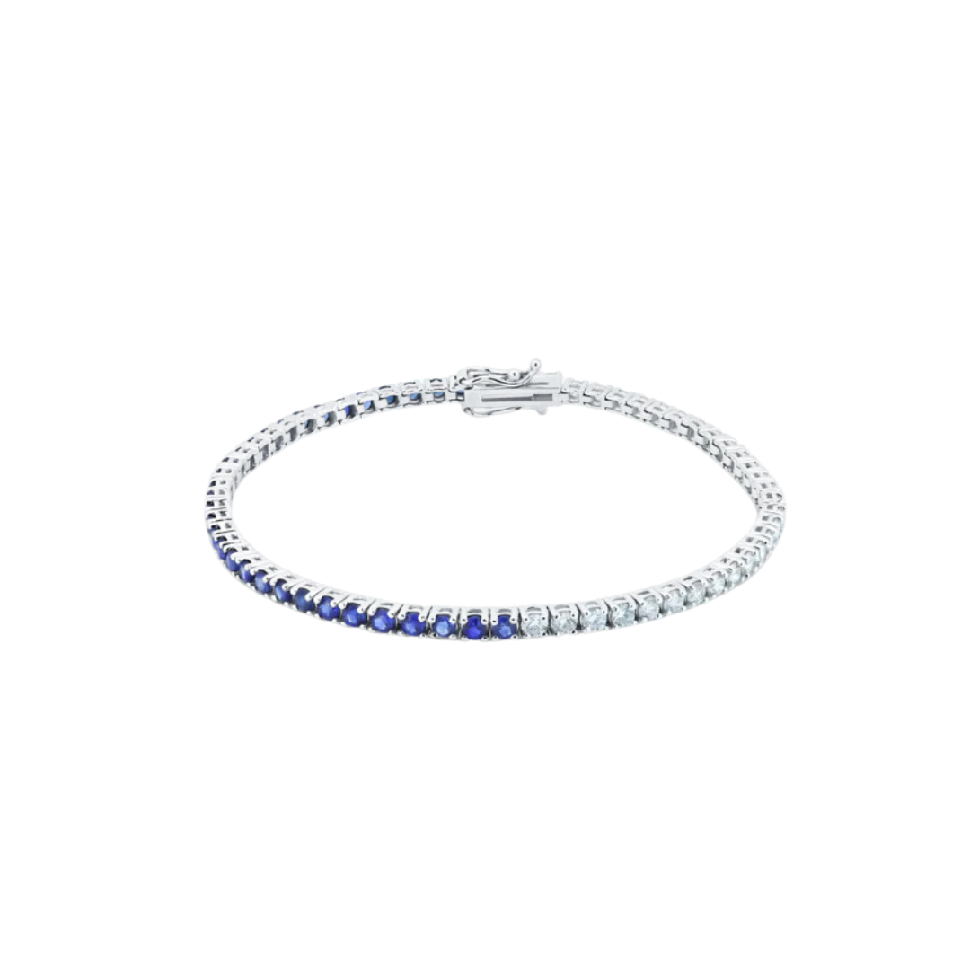 Blue Sapphire and Diamond Tennis Bracelet