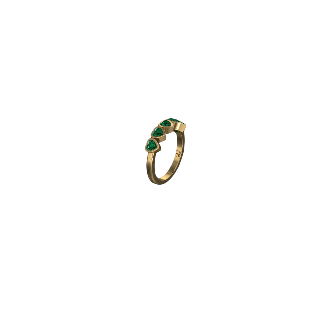 Bezel Emerald Heart Ring