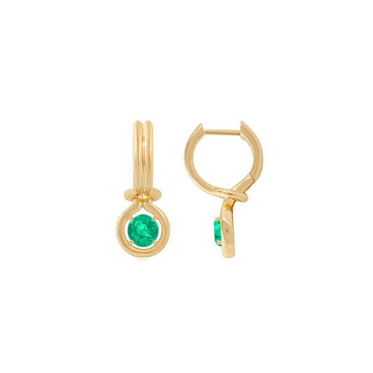 Emerald Bezel Drop Huggies – Henri Noël