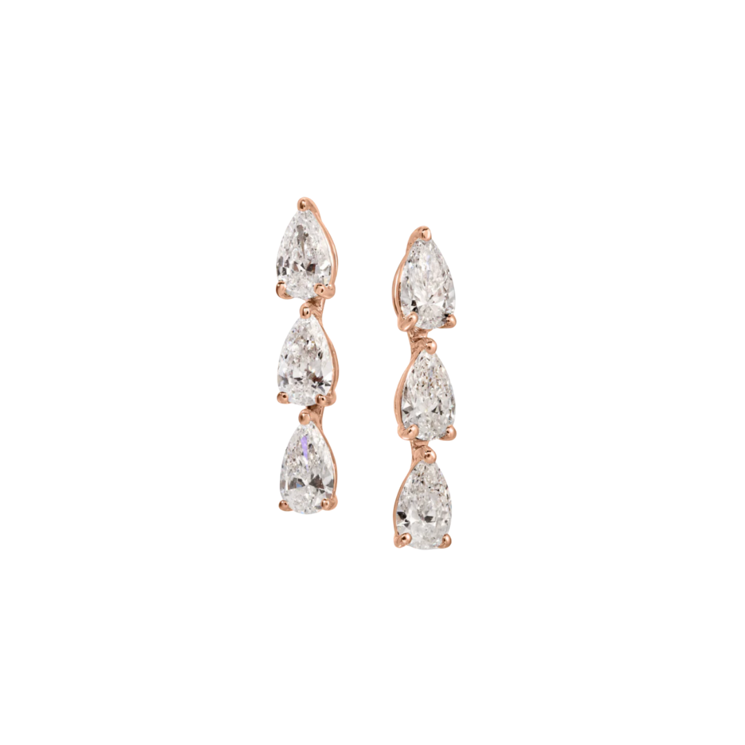 Triple Pear Diamond Drop Earrings
