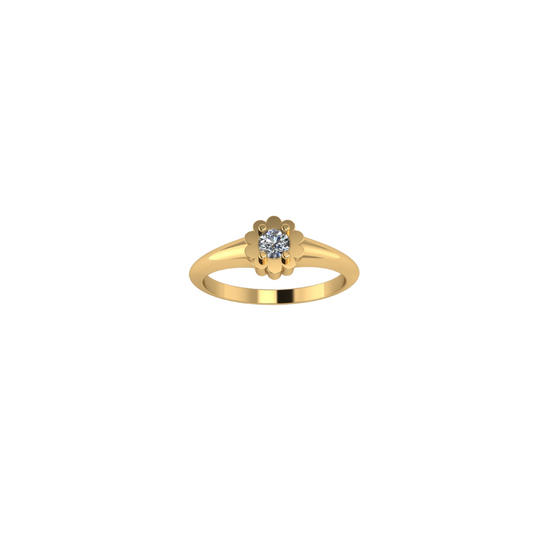 Diamond Petite Scalloped Pinky Ring