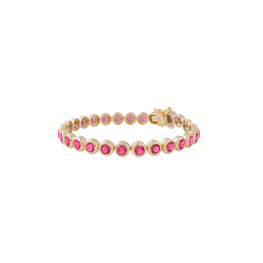 Bezel Pink Tourmaline Tennis Bracelet