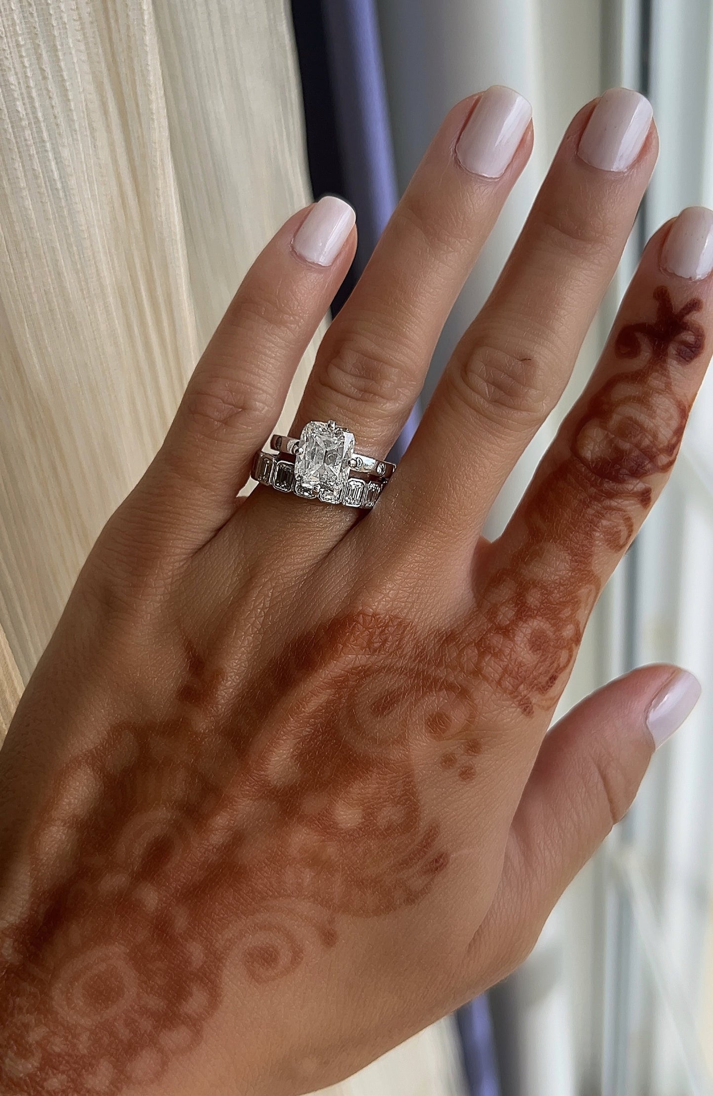 bezel emerald wedding band