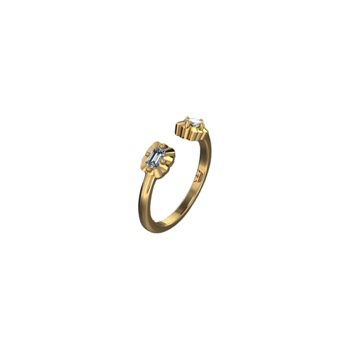 Diamond Scalloped Cuff Ring