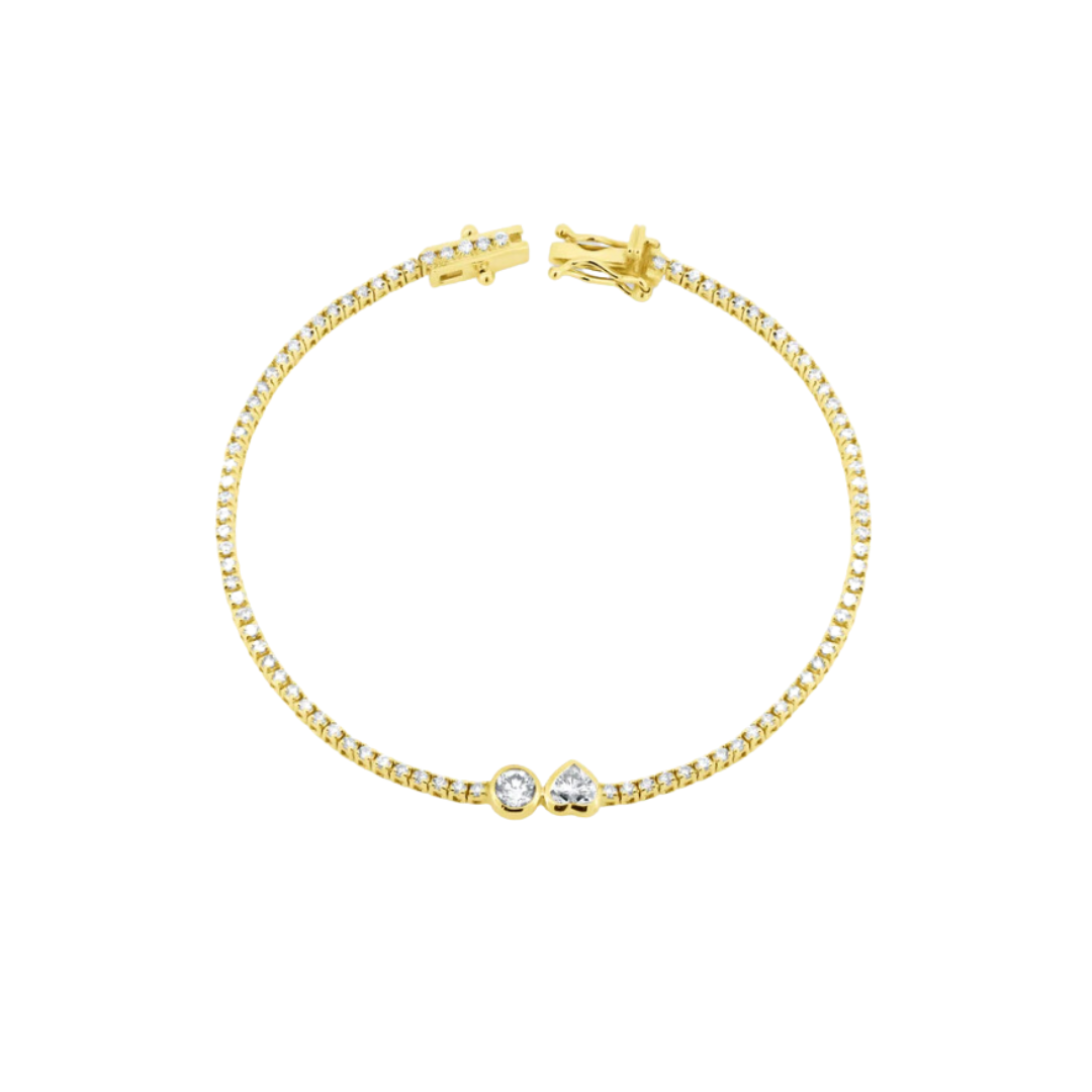 Bezel Toi et Moi Diamond Tennis Bracelet