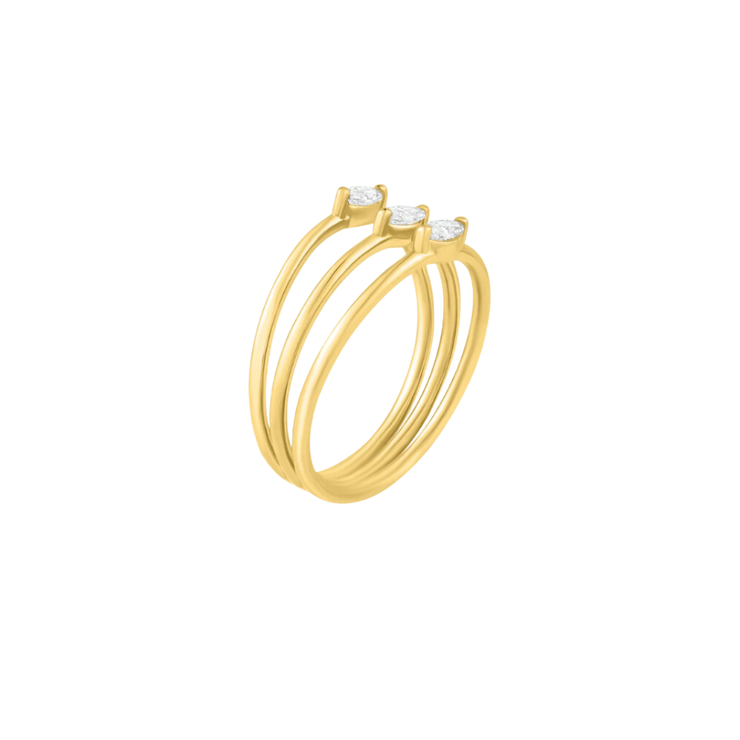 Marquise Diamond Triple Stacking Ring