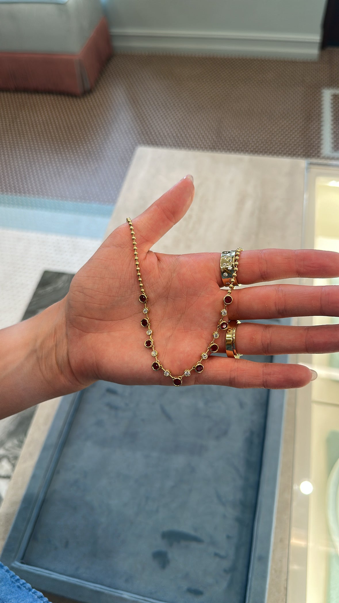 Ruby and Diamond Bezel Necklace – Henri Noël