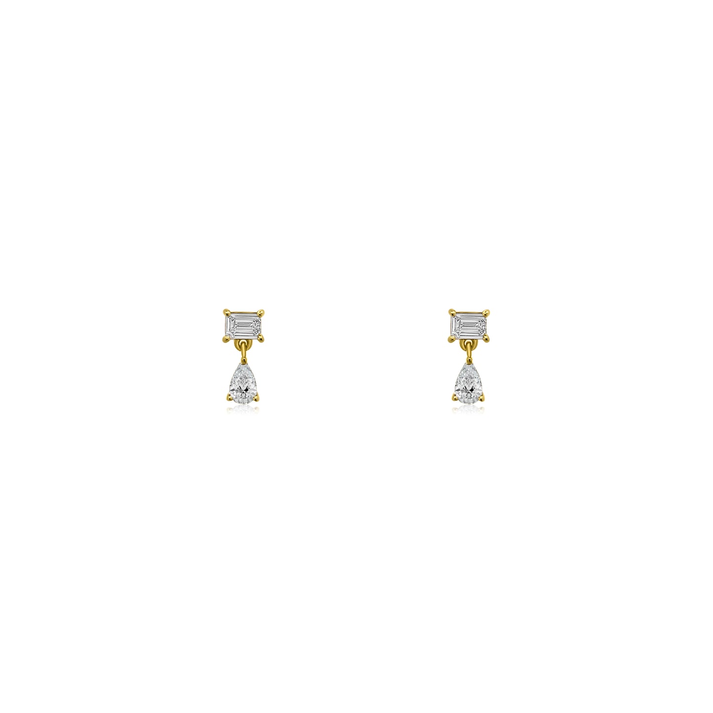 Emerald and Pear Mini Drop Earrings