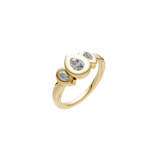 Alternating Bezel Pear Diamond Ring