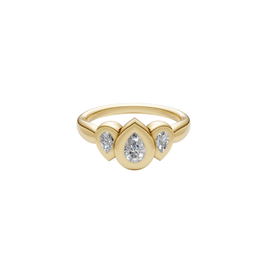 Alternating Bezel Pear Diamond Ring