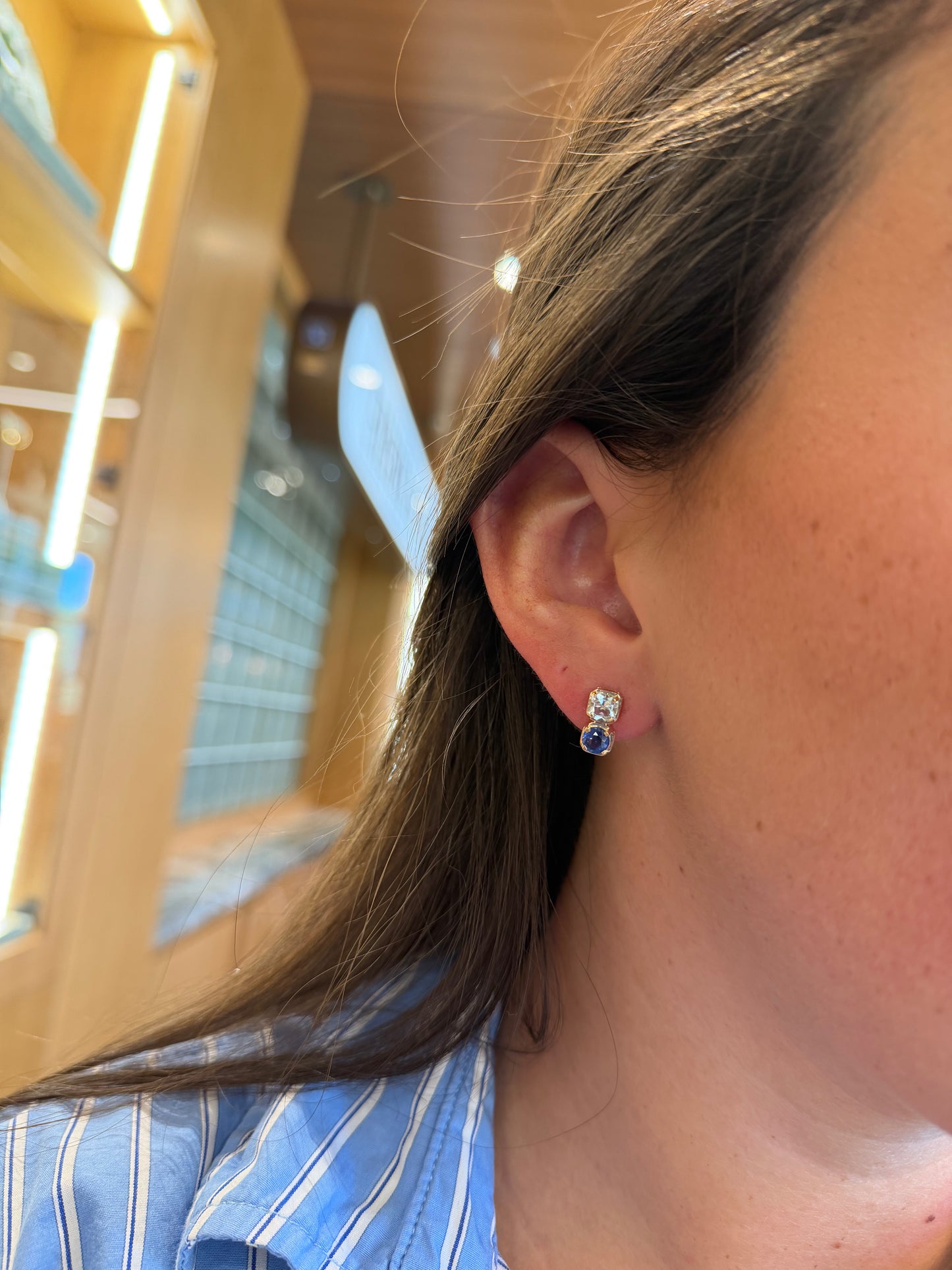 Aquamarine & Kyanite Bloom Studs