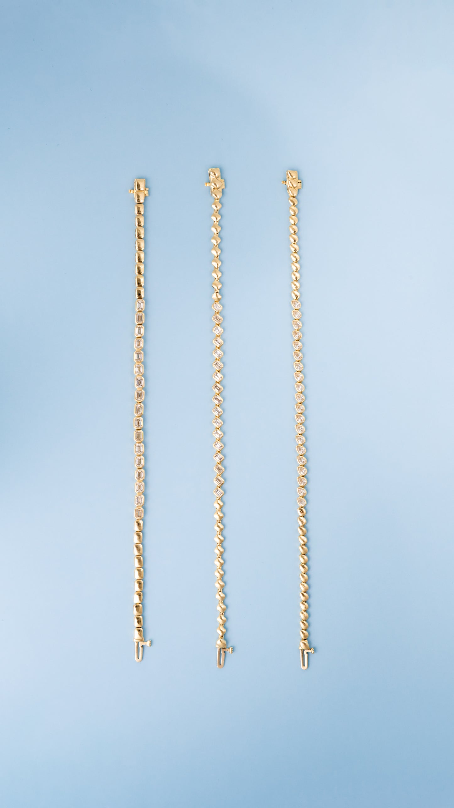 Asymmetrical Bezel Pear Cut Diamond Tennis Bracelet – Henri Noël