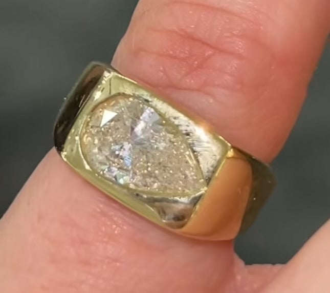 Pear Cut Diamond Signet Ring