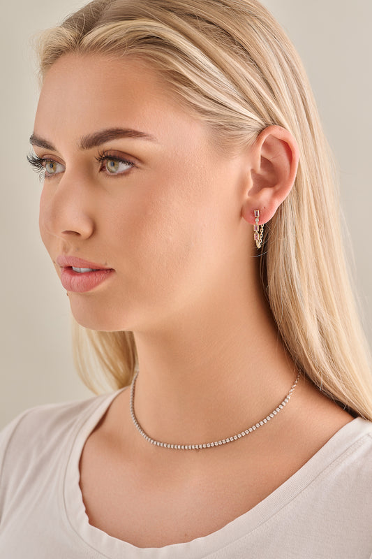 Gemstone Baguette Chain Drop