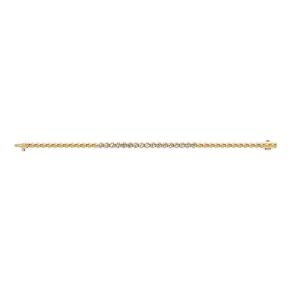 Asymmetrical Bezel Emerald Cut Diamond Tennis Bracelet