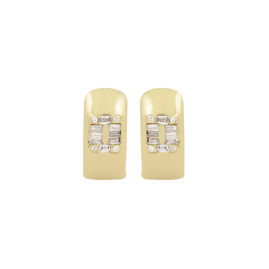 Baguette and Round Diamond Chunky Huggies – Henri Noël