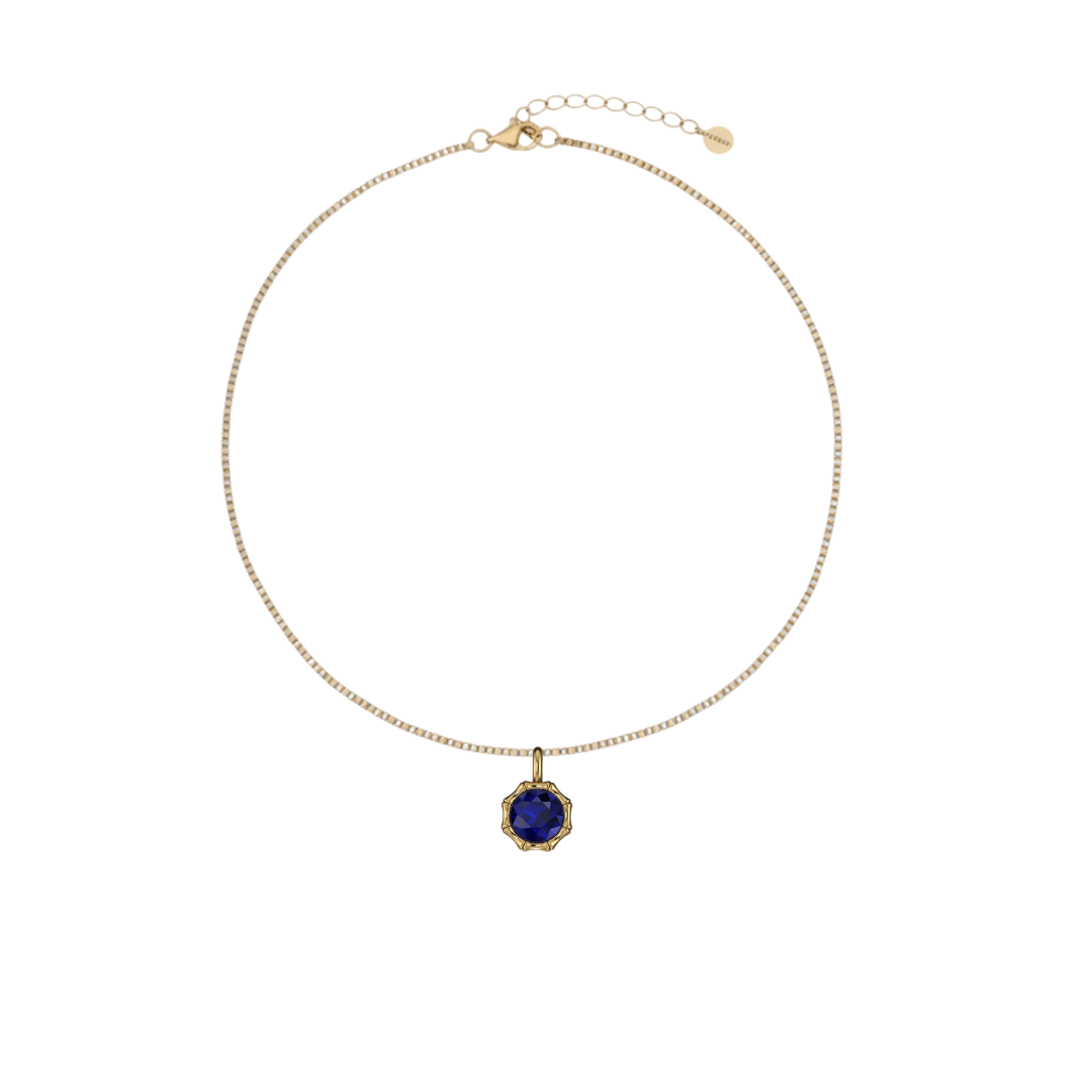 Bamboo Bezel Sapphire Pendant