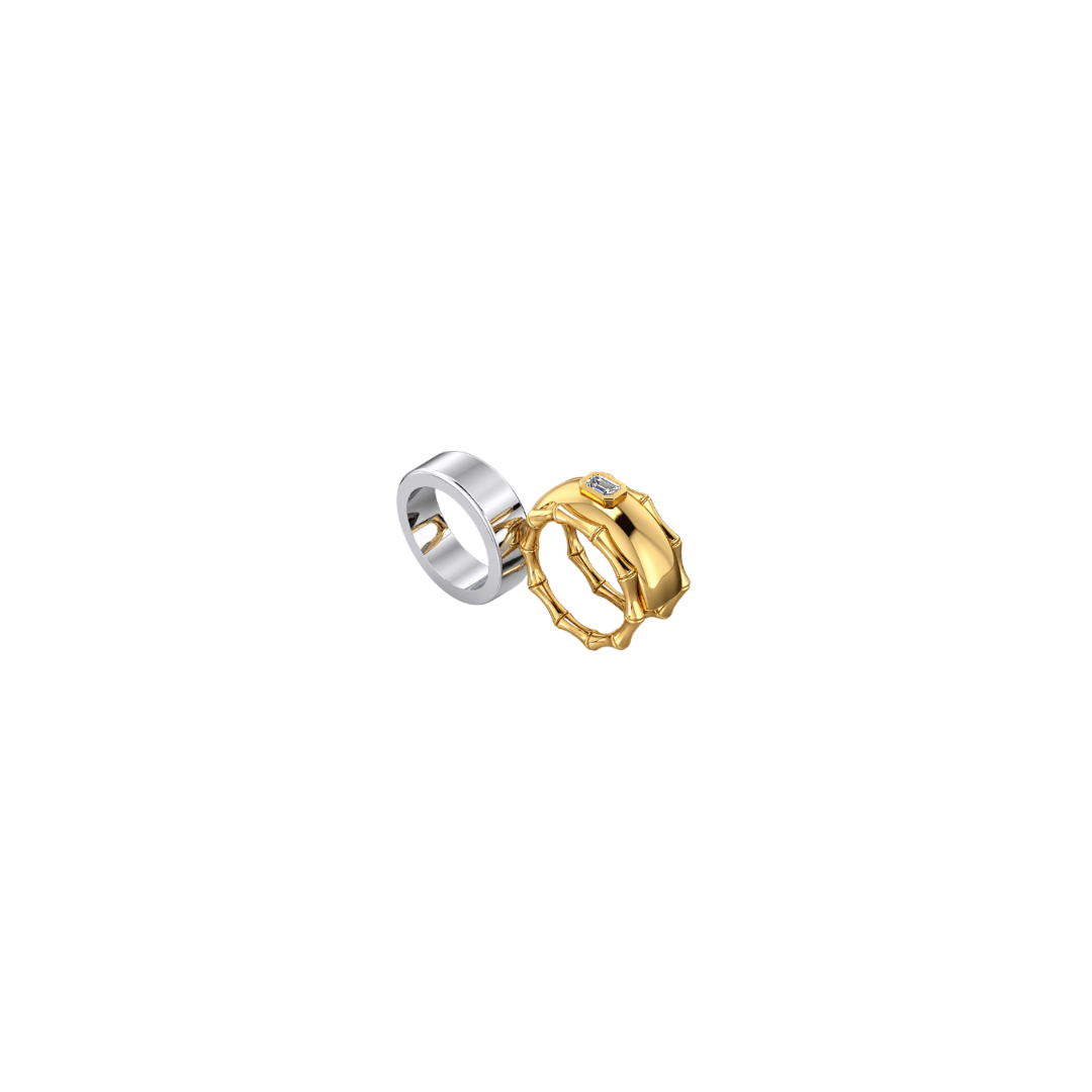 Bamboo Emerald Cut Oura Ring Cover- Gen 5