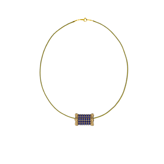 Large Bamboo Blue Sapphire Barrel Necklace