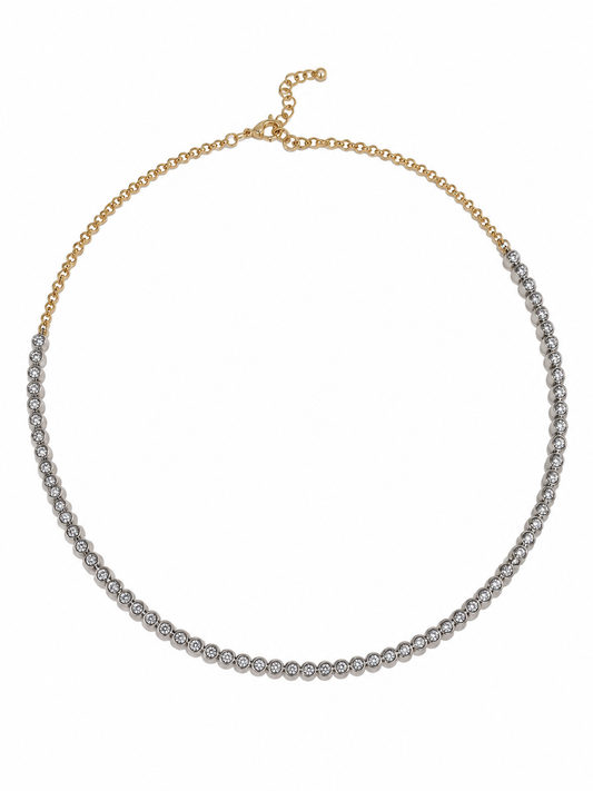 Bezel-Set Diamond Tennis Collar Necklace